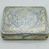 Napoleonic War Russian Silver Niello Snuff Box Antique c1815 Moscow