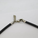 Yves Saint Laurent Sterling Silver Black Leather Necklace Vintage c1990 French