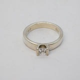 Sterling Silver Spinel Set Solitaire Modernist Ring Vintage c1970 Size M UK