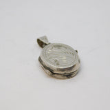 Sterling Silver Patterned Small Oval Locket Charm Pendant Vintage c1970