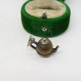 Sterling Silver Bog Oak Set Teapot Charm Pendant Antique c1930 Art Deco