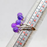 Sterling Silver 5 Purple Glass Crossover Open Band Ring Modern c1990 Size S