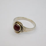 Sterling Silver Round Carnelian Cabochon Studio Style Ring Vintage c1970 Size M