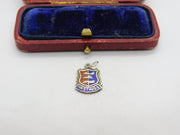 Sterling Silver and Enamel Hastings Travel Shield Charm Pendant Vintage c1970