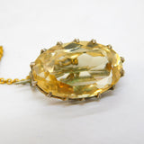 Victorian Sterling Silver Gilt & Faceted Citrine Brooch Pin Antique c1880s