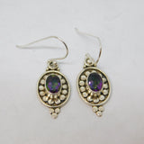 Pair of Sterling Silver Faceted Mystic Sapphire Hook Drop Earrings Vintage c1970