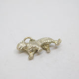 Sterling Silver Textured Tiger Charm Pendant Vintage c1970