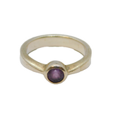 Sterling Silver Faceted Amethyst Solitaire Dress Ring Vintage c1970 Size P