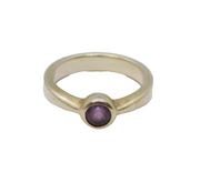 Sterling Silver Faceted Amethyst Solitaire Dress Ring Vintage c1970 Size P