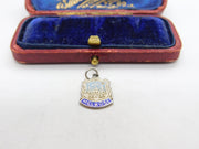 Sterling Silver and Enamel Melrose Travel Shield Charm Pendant Vintage c1970