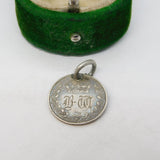 Victorian Sterling Silver Threepence 'BW' Engraved Love Token Charm Antique
