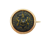 Boer War Period 9ct Rose Gold Mounted Military Button Sweetheart Brooch c1900