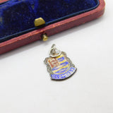 Sterling Silver and Coloured Enamel Travel Shield 'Clovelly' Charm Vintage c1970
