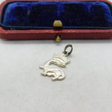 Sterling Silver Traditional Curled Dragon Charm Pendant Vintage c1970