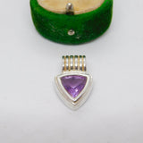 Sterling Silver Faceted Amethyst Drop Charm Pendant Vintage c1970