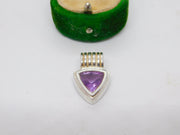 Sterling Silver Faceted Amethyst Drop Charm Pendant Vintage c1970