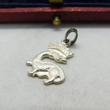 Sterling Silver Traditional Curled Dragon Charm Pendant Vintage c1970