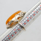 Sterling Silver Cabochon Baltic Amber Chunky Studio Ring Vintage c1970 Size O