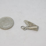 Sterling Silver Musical Harp Charm Pendant Vintage c1970