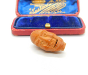 Victorian Chinese Carved Almond Seed Face Figure Bead Charm Antique c1900
