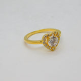 Sterling Silver Gilt CZ Set Heart Dress Ring Contemporary c2000 Size M