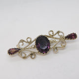 19th Century Austro-Hungarian .900 Silver & Amethyst Bar Brooch Antique c1880