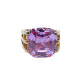 Sterling Silver Chunky Cushion Cut Amethyst Cocktail Ring Modern 2003 Size K