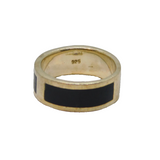 Sterling Silver Black Enamel Pattern Wedding Band Ring Vintage c1970 Size R