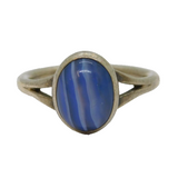 Sterling Silver Cabochon Blue Lace Agate Studio Dress Ring Vintage c1970 Size K
