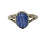 Sterling Silver Cabochon Blue Lace Agate Studio Dress Ring Vintage c1970 Size K