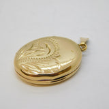 9ct Yellow Gold Floral Pattern Sweetheart Locket Pendant Vintage 1983 Birmingham