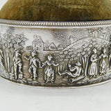 Victorian Sterling Silver Rural Life Regency Style Trinket Box Antique 1899