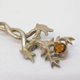 Scottish Sterling Silver Citrine & Stag Pattern Dirk Brooch Antique c1920 Deco