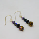 Pair of Sterling Silver Faceted Glass Beads Drop Earrings Contemporary c2010