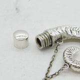 Victorian Sterling Silver Rams Horn Form Scent Bottle Antique 1890 Birmingham
