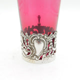 Edwardian Sterling Silver Classical Pattern Cranberry Tea Glass Antique London