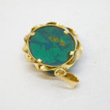 14ct Yellow Gold Mounted Cabochon-Cut Turquoise Drop Pendant Vintage