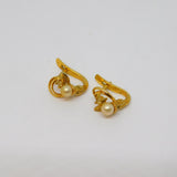 Pair of Sterling Silver Gilt Pearl & Paste Leverback Earrings Vintage c1970