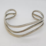 Sterling Silver Wave Pattern Bangle Bracelet Vintage c1970s