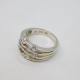 Sterling Silver Multi-Strand 8 CZ Modernist Dress Ring Vintage c1990 Size T