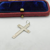 Sterling Silver Engine Turned Cross Crucifix Pendant Vintage c1970