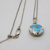 Nicole Barr Boxed Sterling Silver, Sapphire & Enamel Floral Necklace Vintage