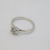 Sterling Silver White Sapphire Solitaire Band Ring Vintage c1970 Size N 1/2