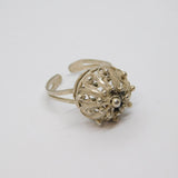 Sterling Silver Domed Filigree Open Back Dress Ring Vintage c1970 Size Q 1/2