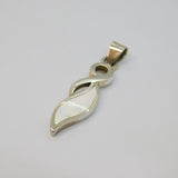 Sterling Silver Mother Of Pearl Swirl Design Drop Pendant Contemporary c2000
