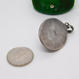 Sterling Silver Cabochon Baltic Amber Drop Charm Pendant Vintage c1970