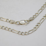 Sterling Silver Long Figaro Link Chain Necklace Vintage c1990s 74cm Length