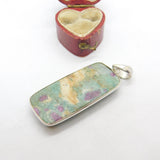 Sterling Silver Set Natural Ruby in Fuchsite Drop Pendant Vintage c1980