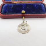 Sterling Silver Birthday 21st Medallion Charm Pendant Vintage c1970