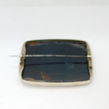 Sterling Silver Banded Black Agate Large Brooch Art Deco Antique c1930